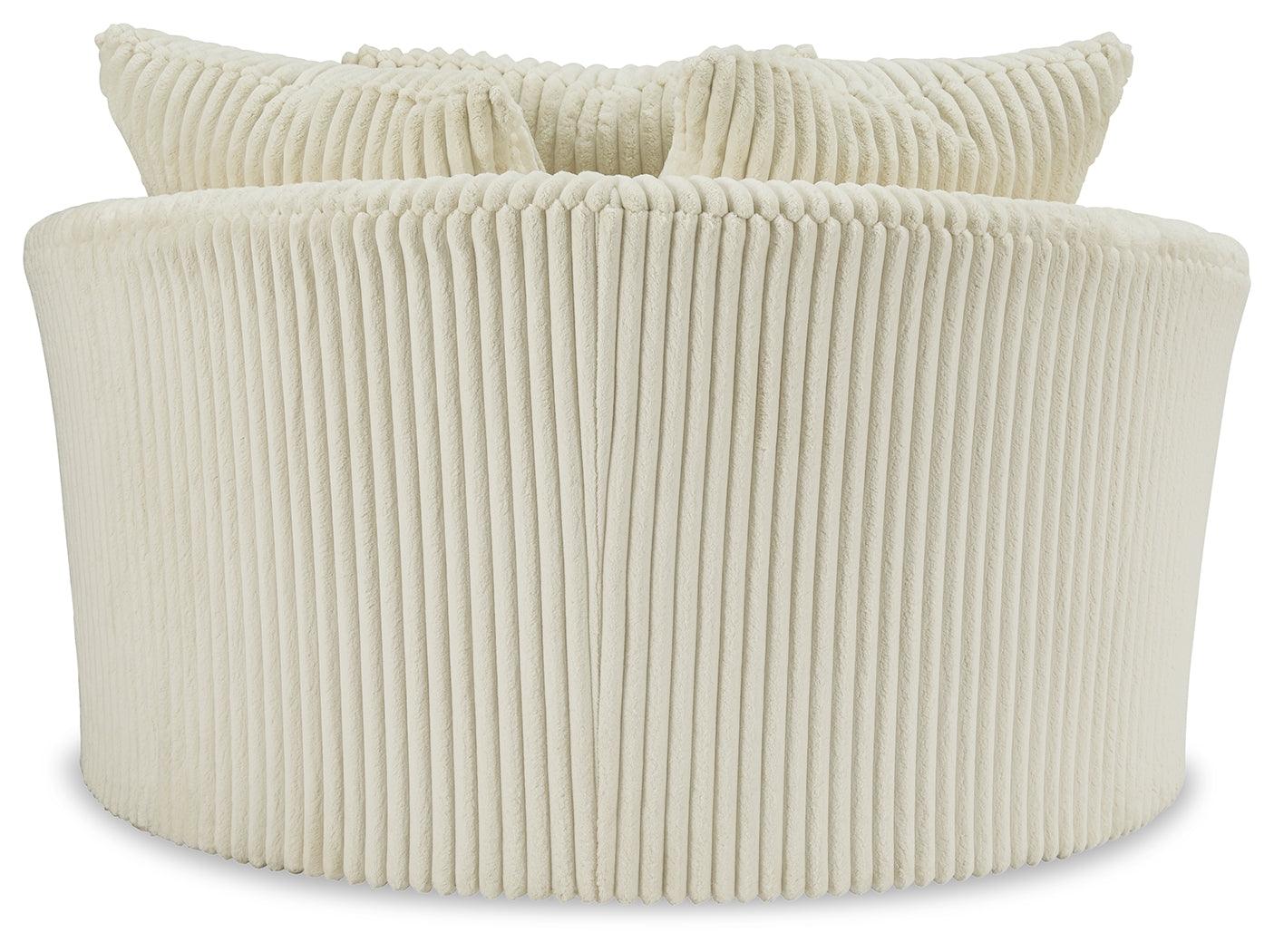 Lindyn Ivory Velvet Oversized Swivel Accent Chair back view