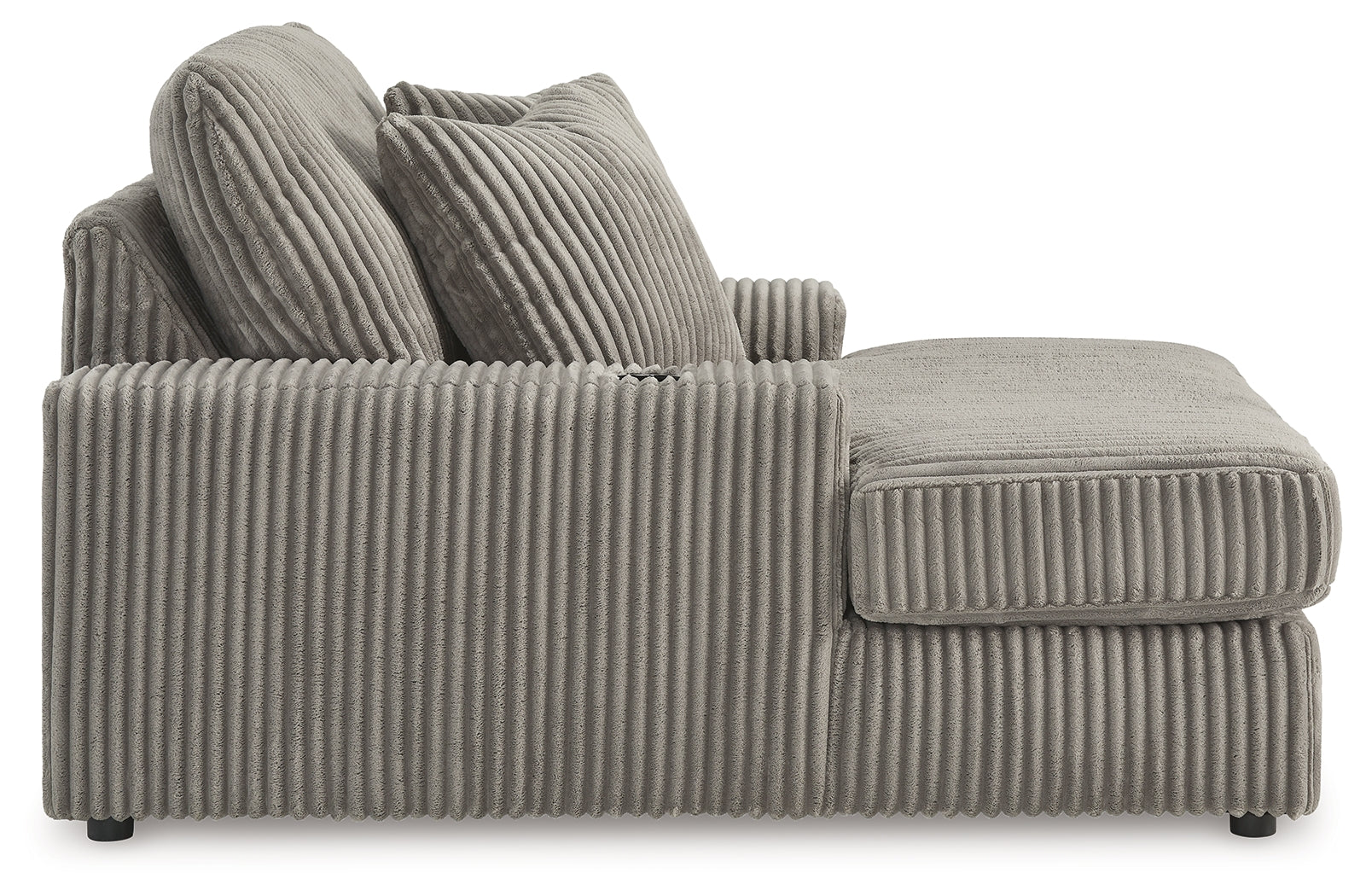 Lindyn Fog Velvet Chaise side view