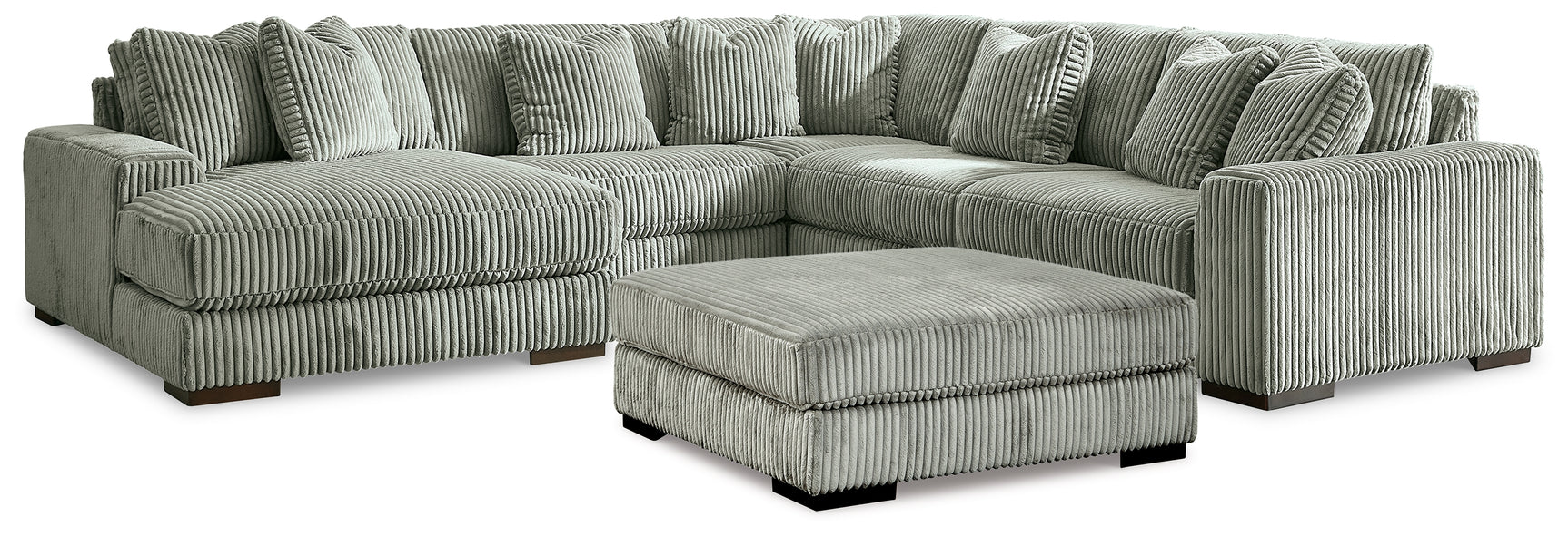side view of Lindyn Fog 5-Piece Sectional with Ottoman sectional sofa