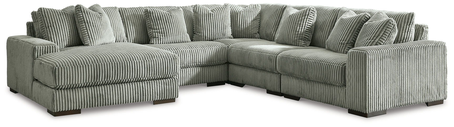 detail view of Lindyn Fog 5-Piece Sectional with Ottoman sectional sofa