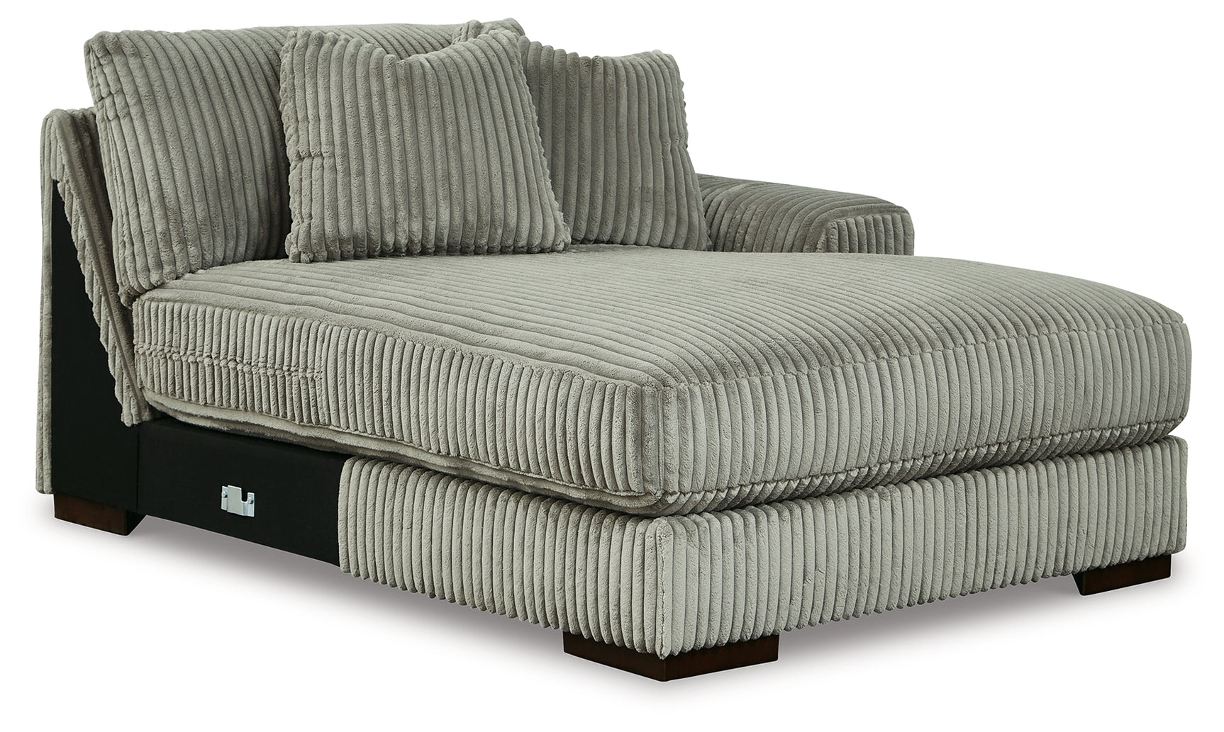angled alternate side of Lindyn Fog 3-Piece Sectional Sofa with Double Chaise