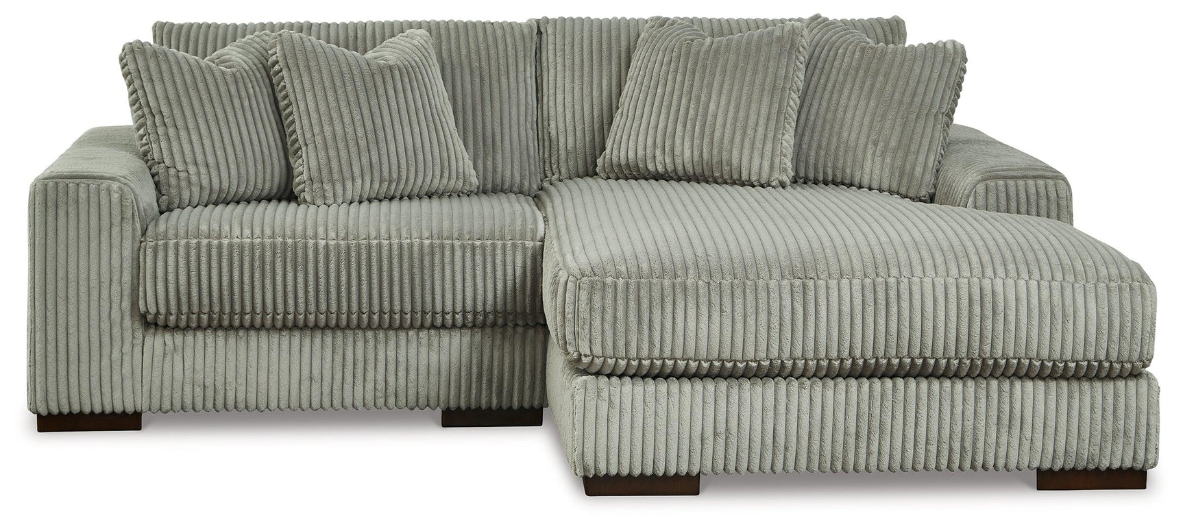 Side angle of Lindyn Fog 2-Piece Sectional with Chaise showing chaise