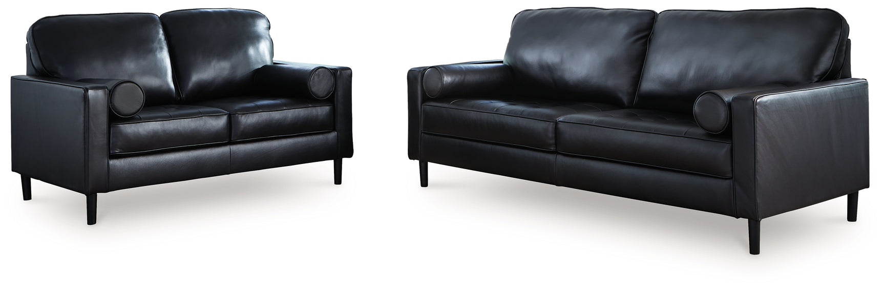Side view of Bryceview Onyx Sofa and Loveseat set