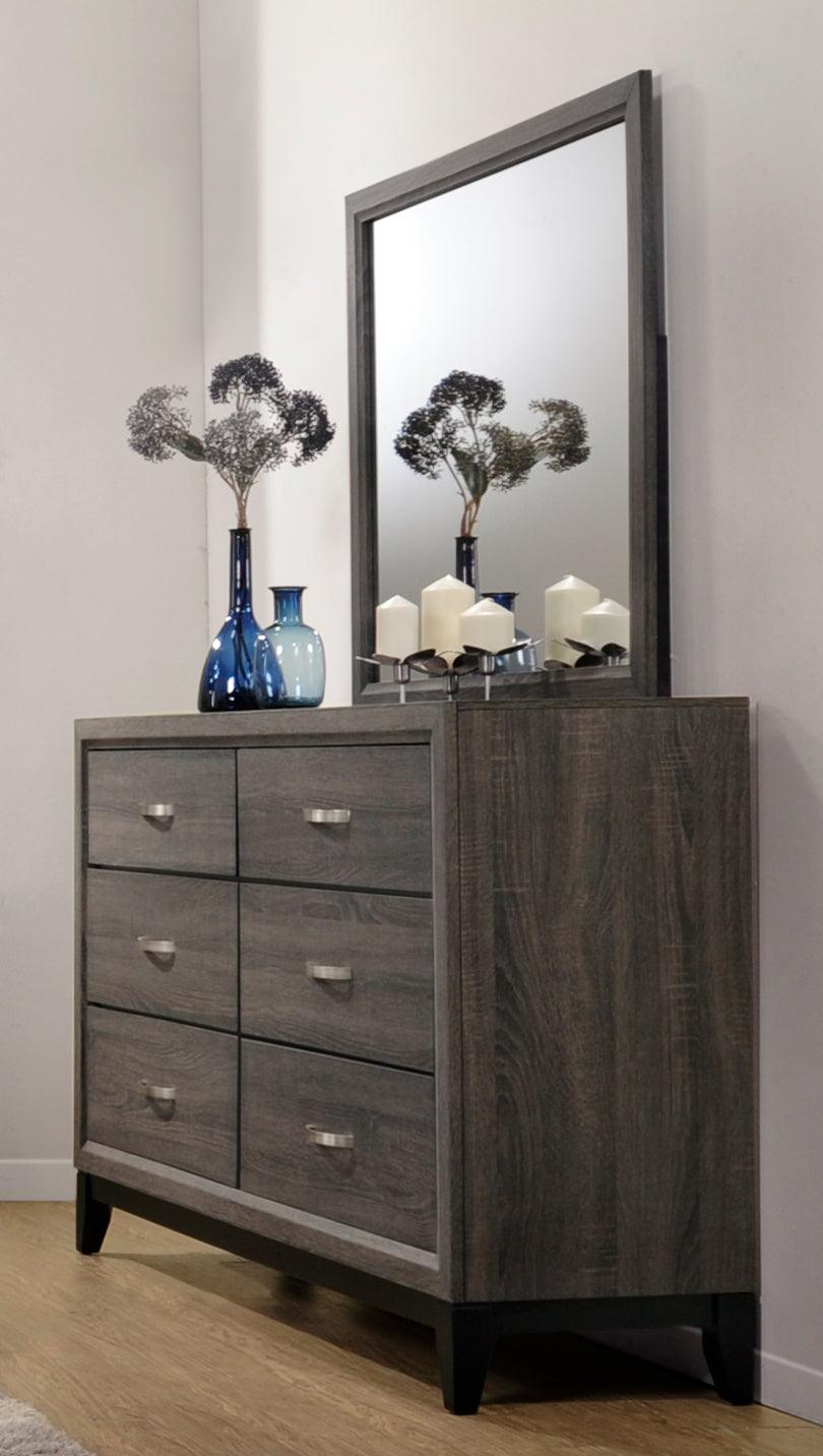 Watson Eastern King Bed Grey Oak And Black - footboard detail