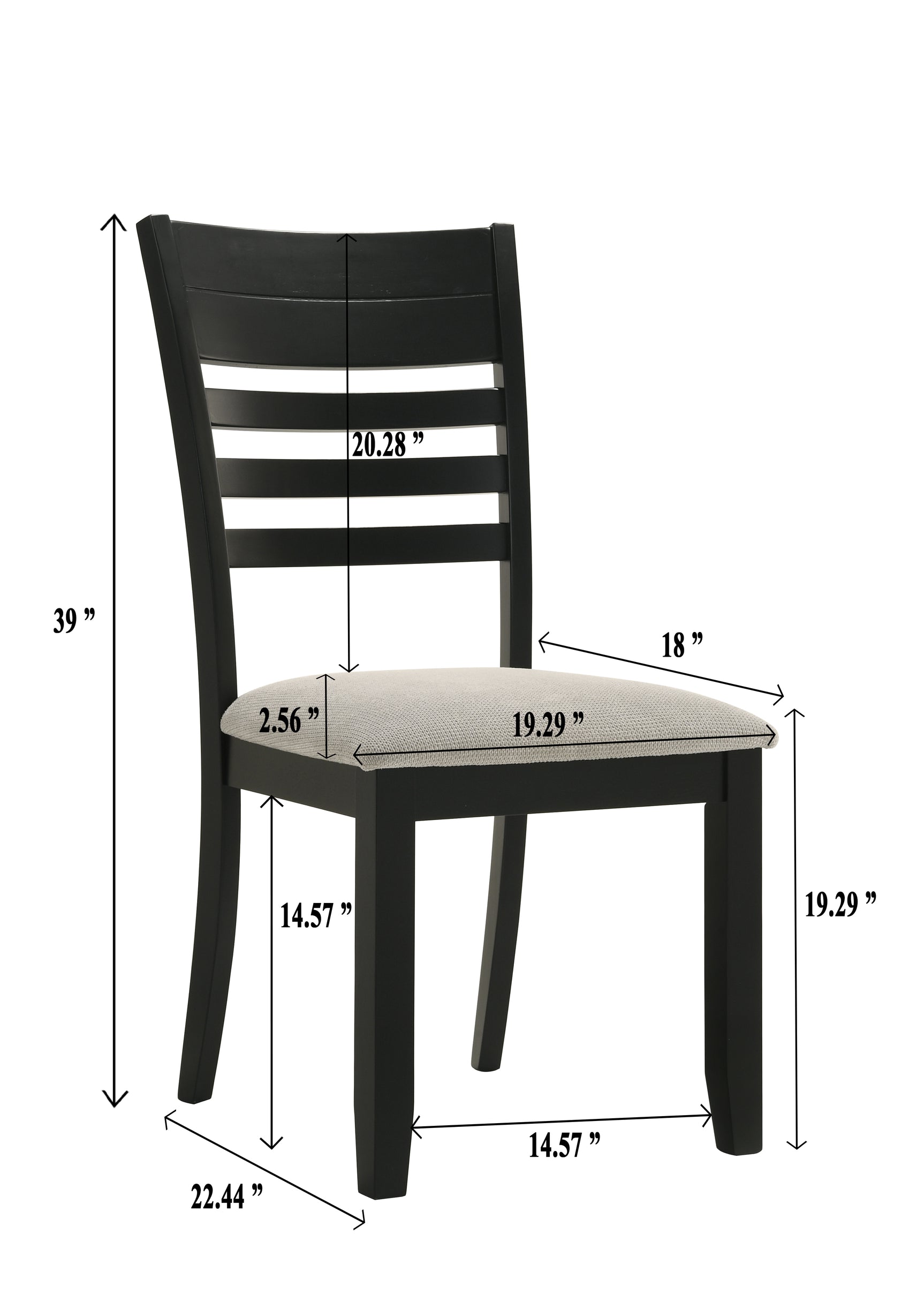 Detail view of chair upholstery from Folio Gray Black Rectangular Dining Room Set