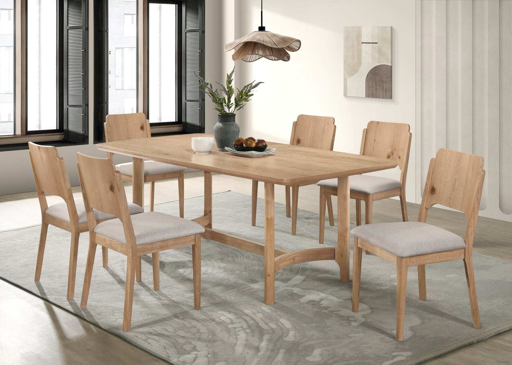 Detail view of Arden Natural Dining Set corner and finish