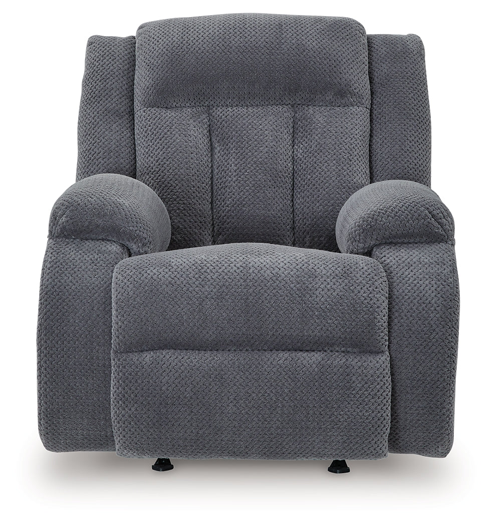 Observation Steel Velvet Power Recliner front-facing view
