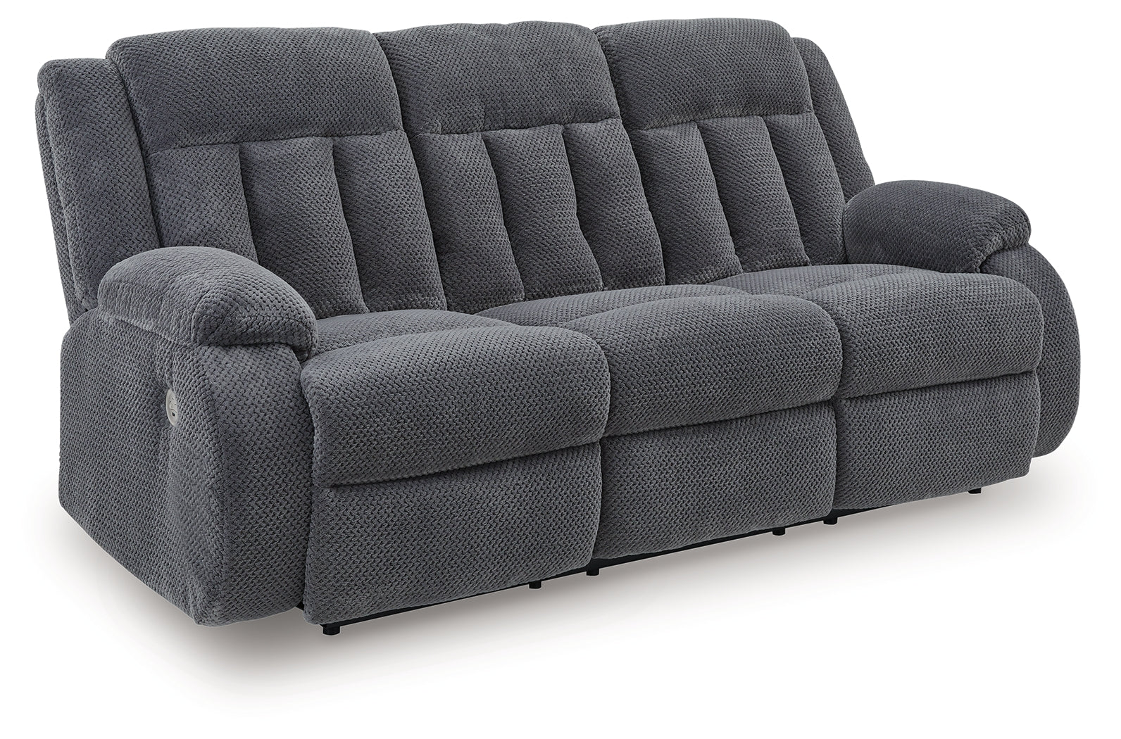 Observation Steel Velvet Power Reclining Sofa with Drop Down Table