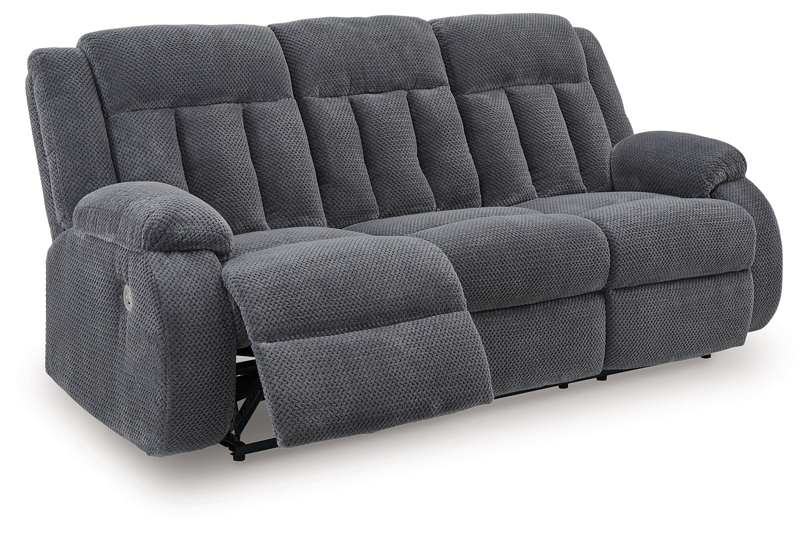 Observation Steel Velvet Power Reclining Sofa with Drop Down Table