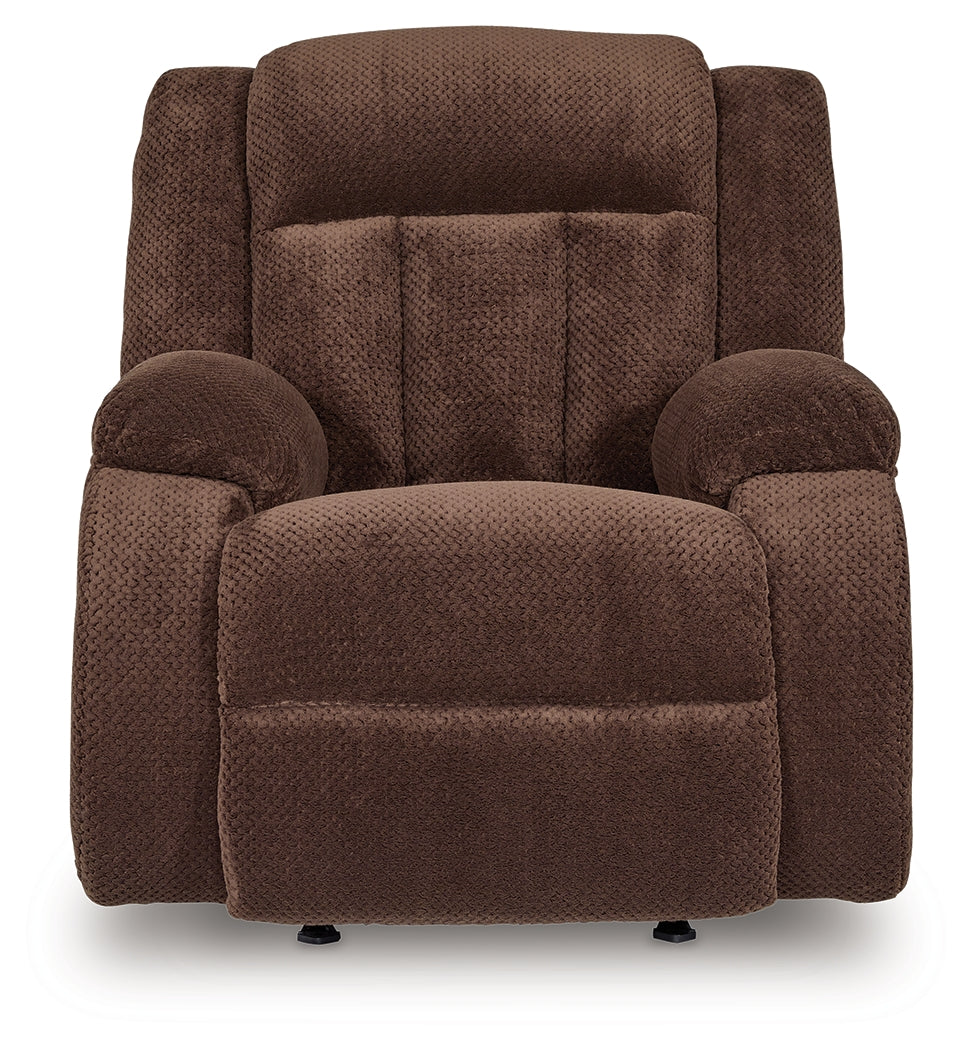 Front view of Observation Chocolate Velvet Power Recliner