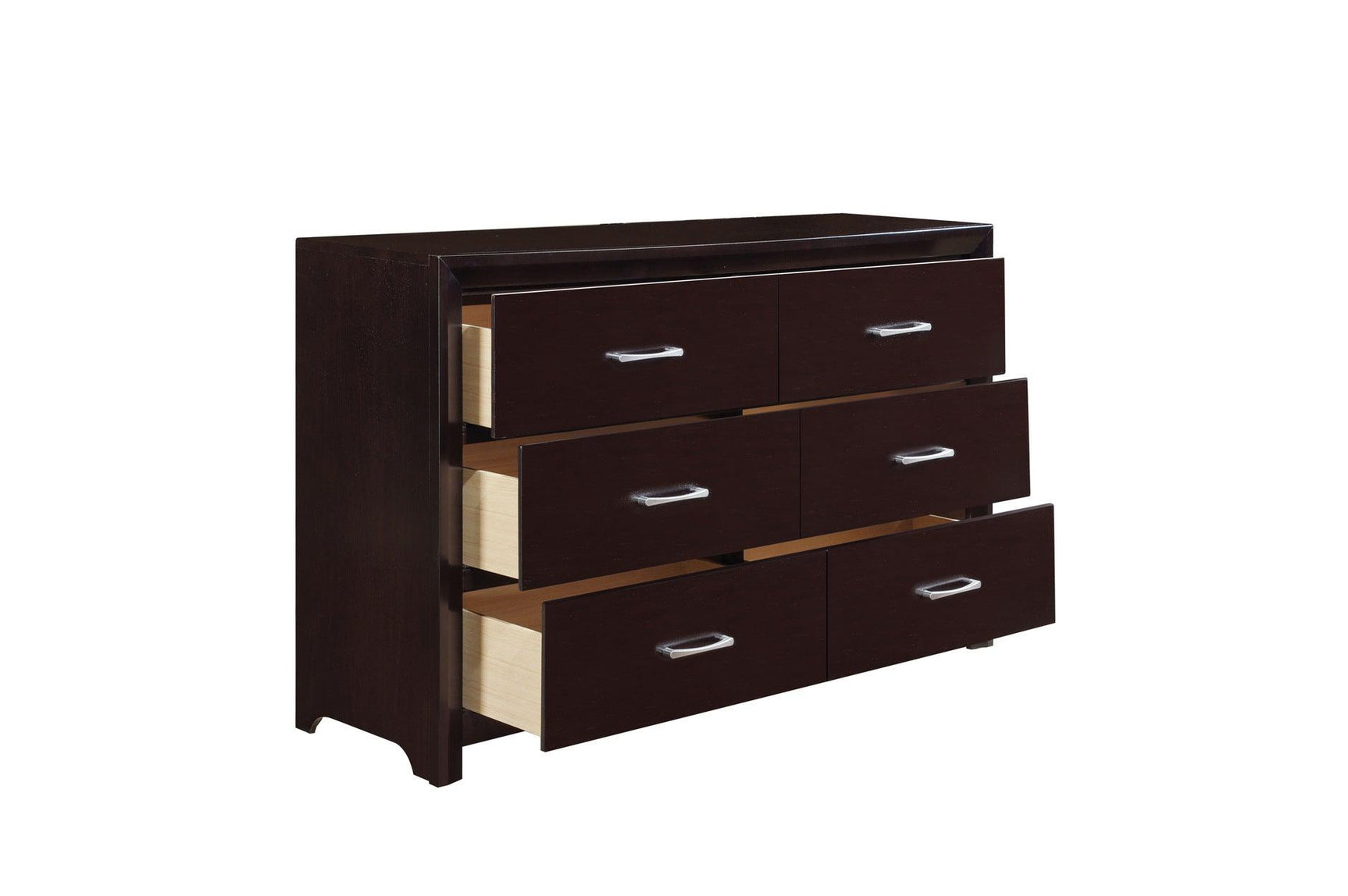 Edina bedroom set showing bed and nightstand side views
