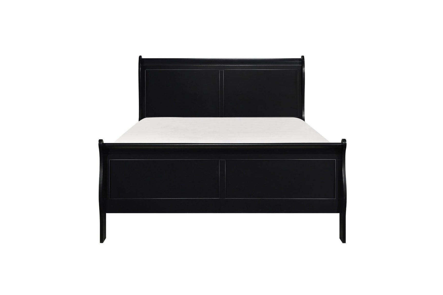 Bedroom view of Mayville Black Sleigh Bedroom Set bed with dresser and mirror
