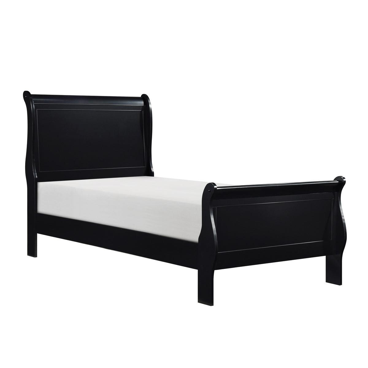 Mayville Black Modern Traditional Okume Veneer, Wood And Engineered Wood Youth Twin Sleigh Bed - Ella Furniture