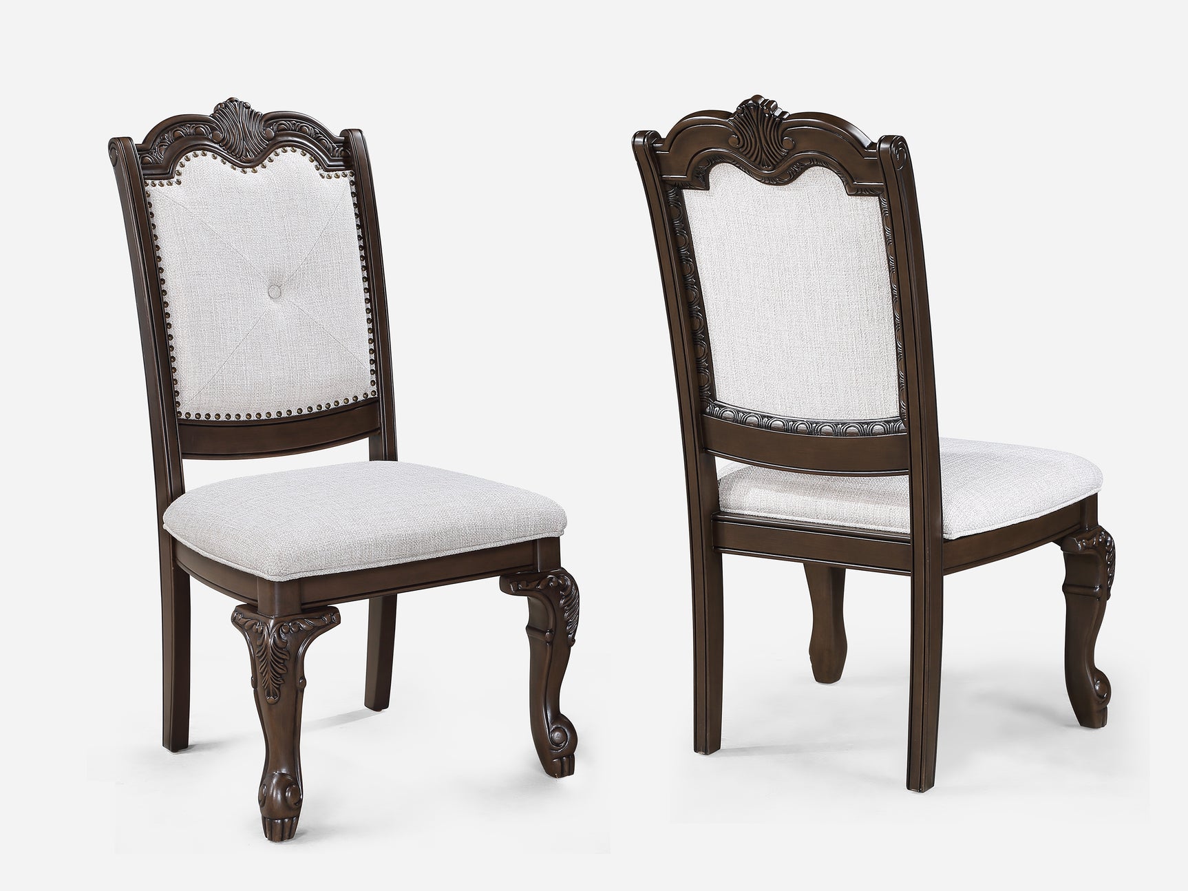 Detail view of a side chair upholstery