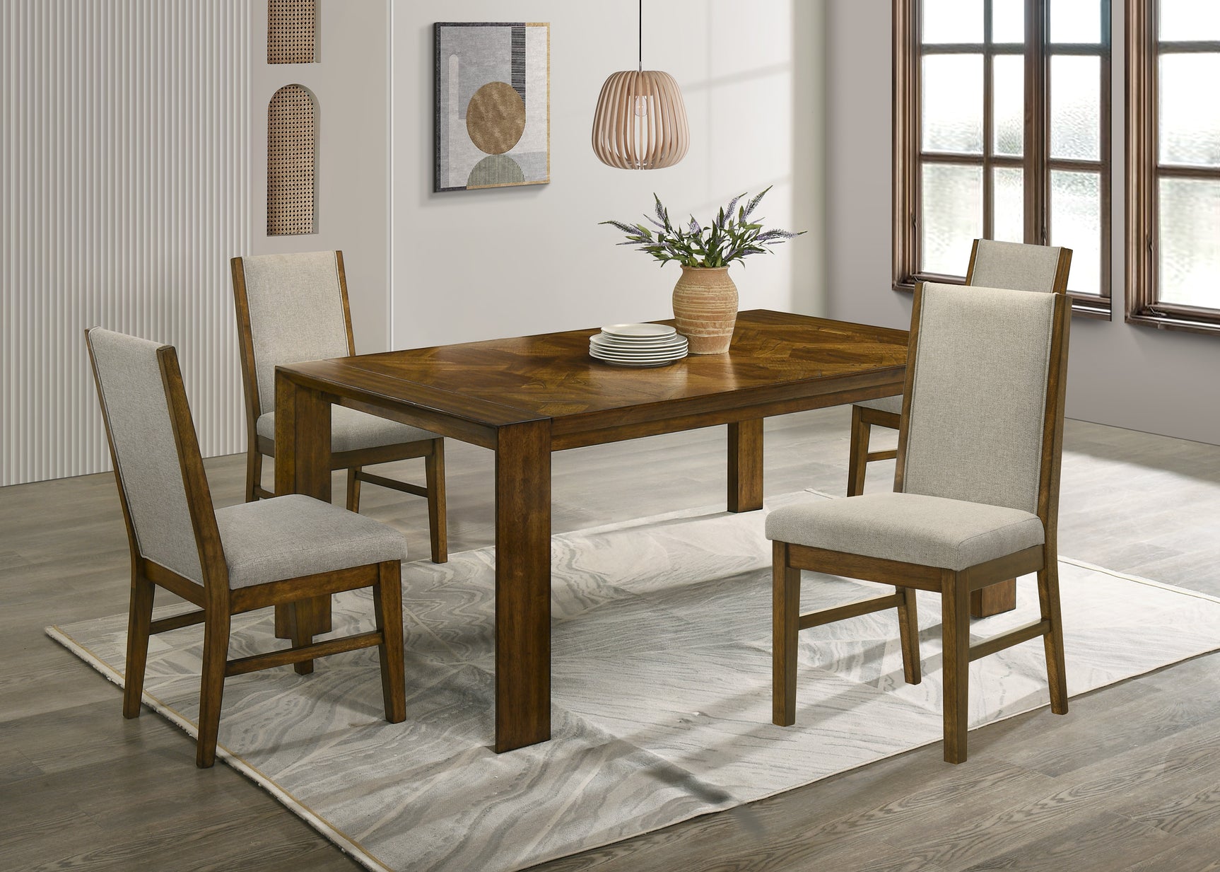 Room view showing Hollister Light Brown Rectangular Dining Room Set dining furniture
