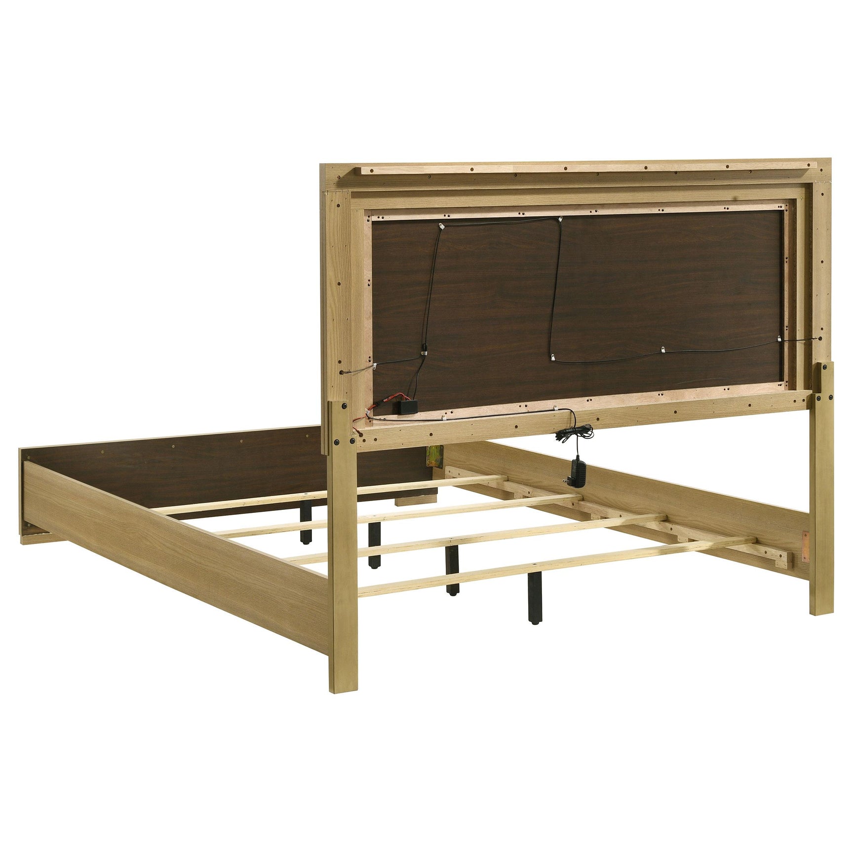 Hyland Wood Queen LED Panel Bed headboard close-up