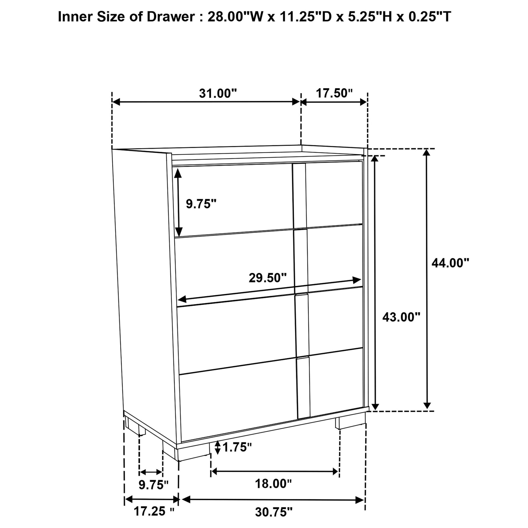 Hyland 4-drawer chest of drawers in natural and white finish