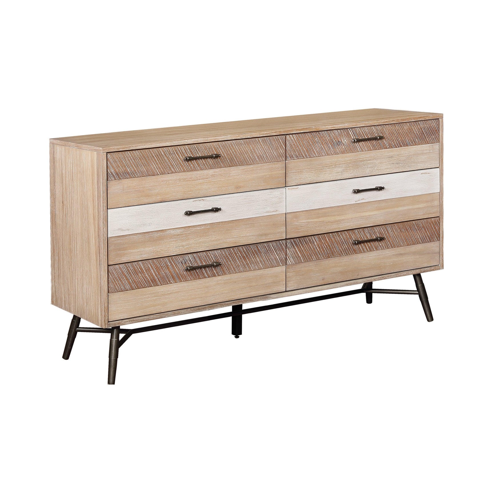 Frontal view of Marlow Rectangular Mirror hung above dresser