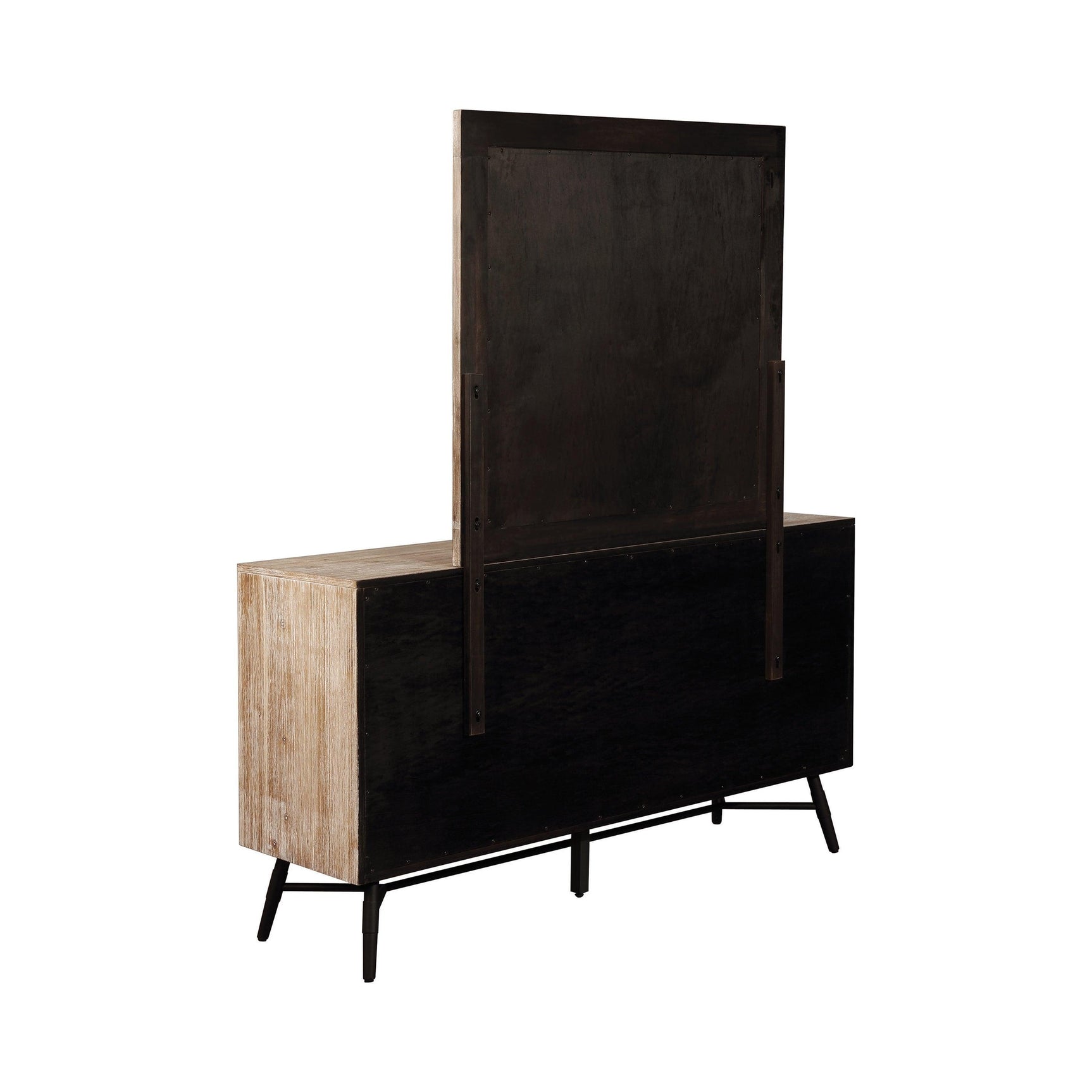Marlow Dresser Mirror reflecting living room setting