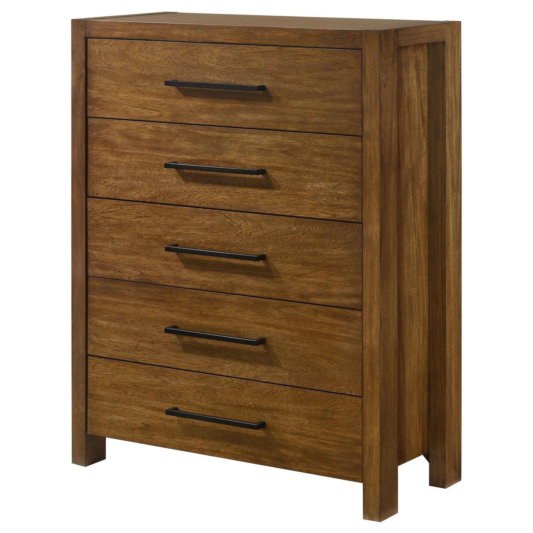 Top close-up of felt-lined drawer in chest