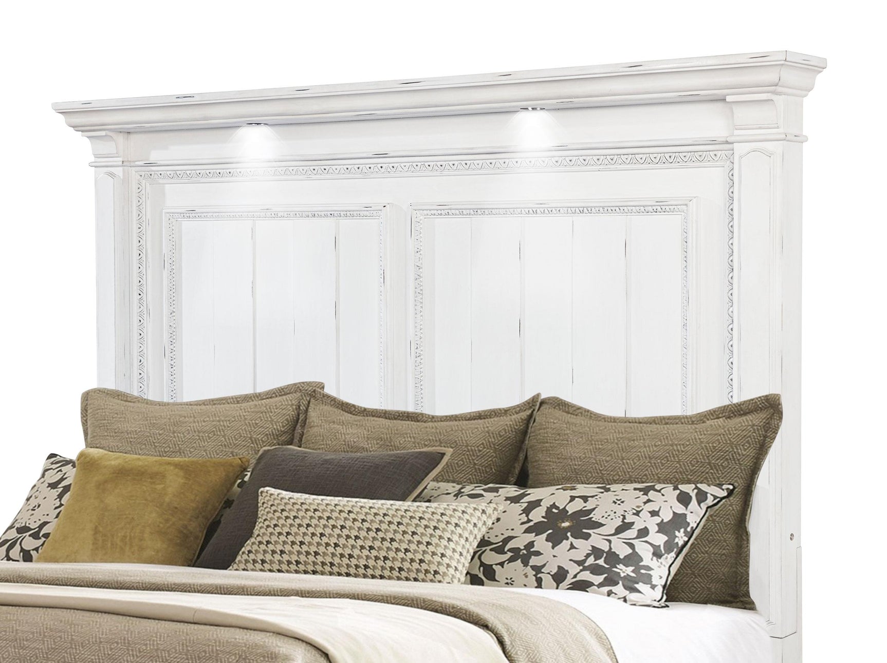 Textured distressed white finish detail