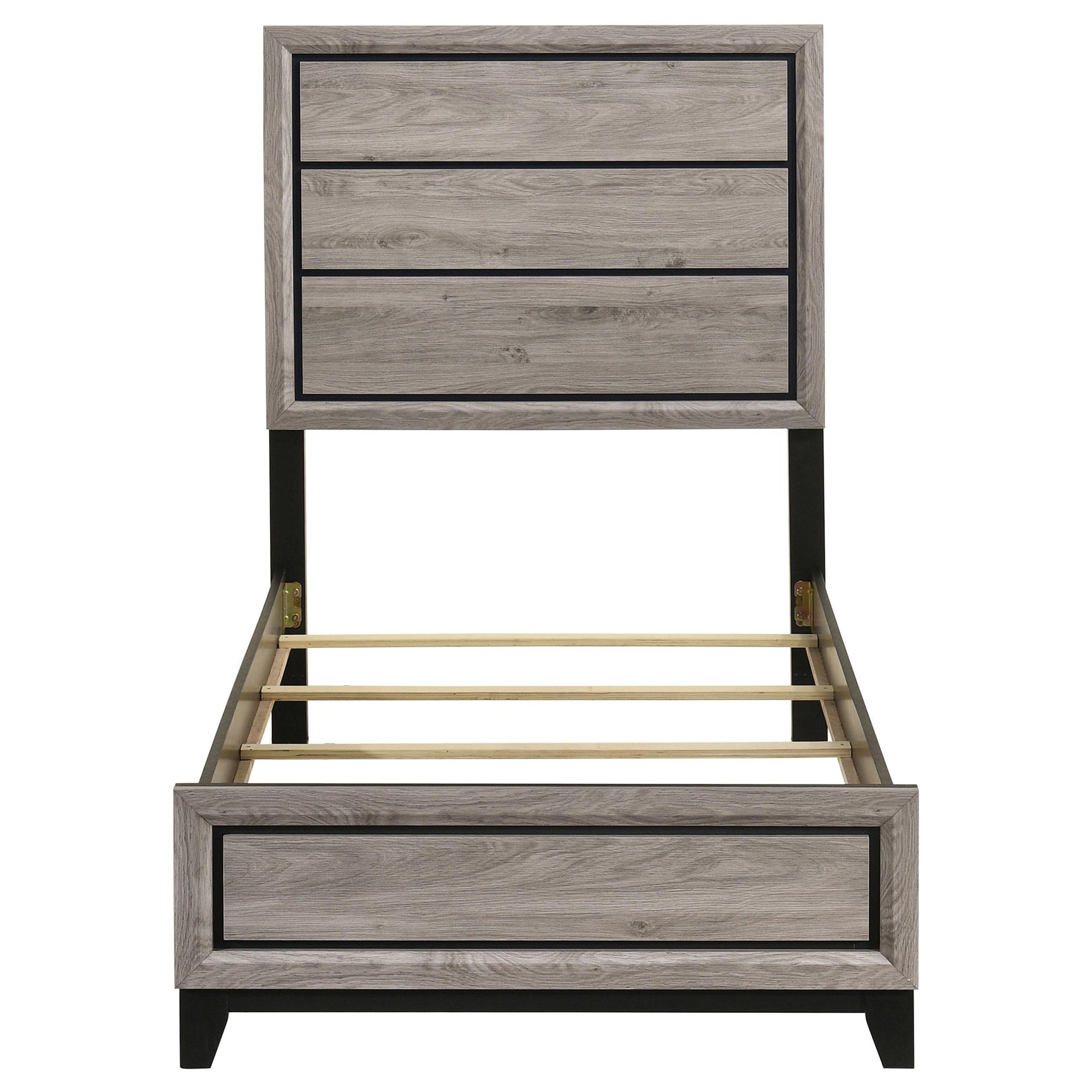 Twin bed frame footboard detail