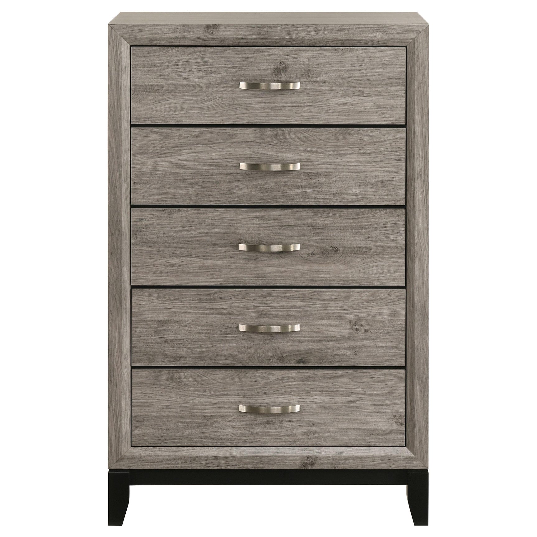 Close-up of nickel hardware on Watson chest drawer