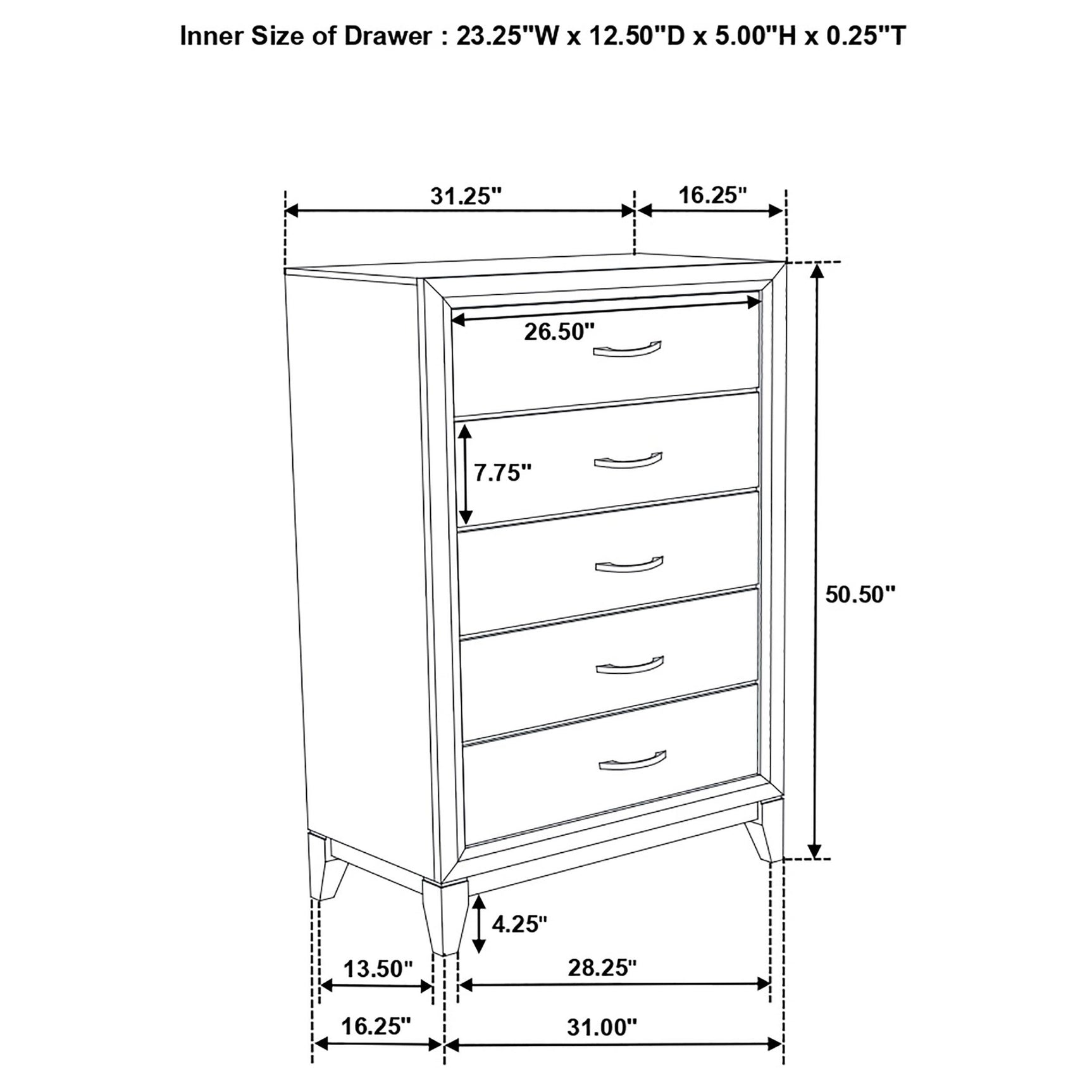Rubberwood frame detail on Watson chest