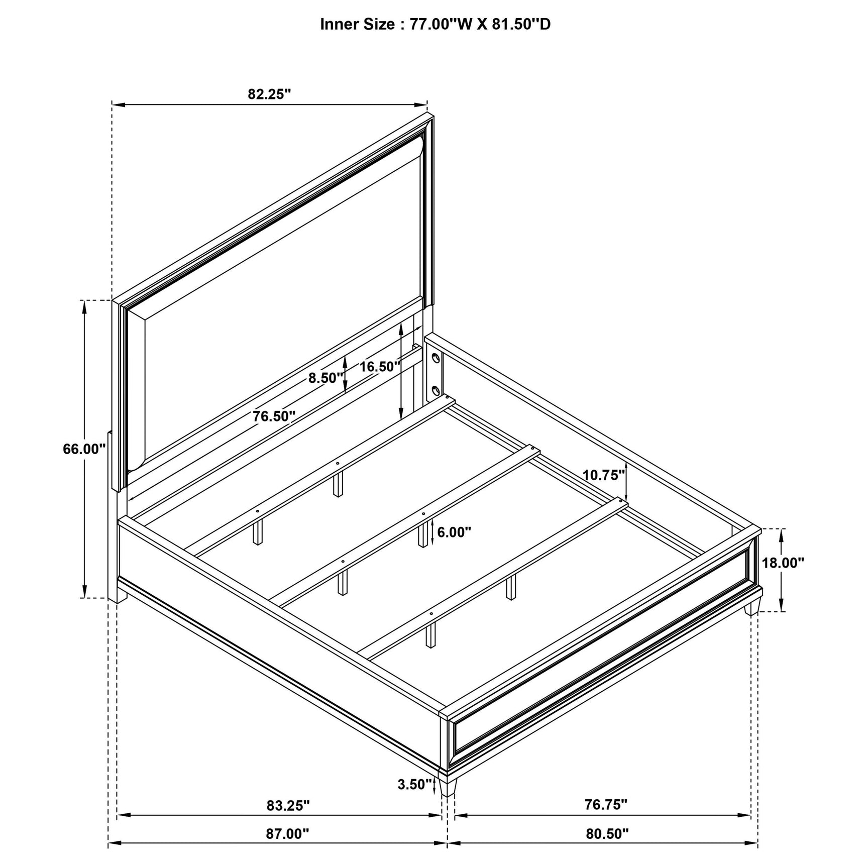 Angled side view of Pembroke King panel bed