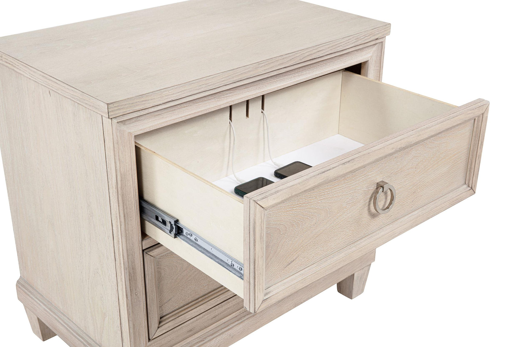 Pembroke washed oak nightstand front view