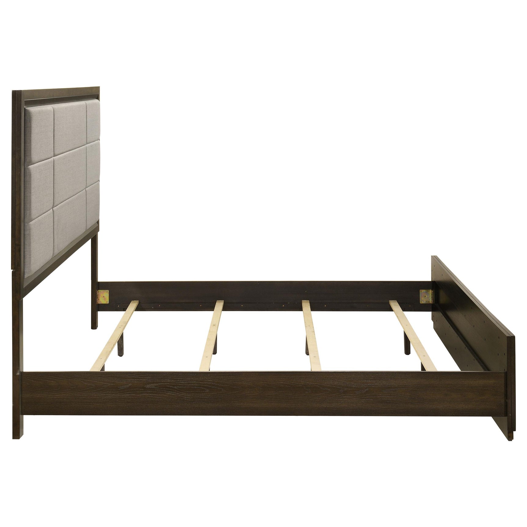 Storage clearance area under Atlas upholstered panel bed