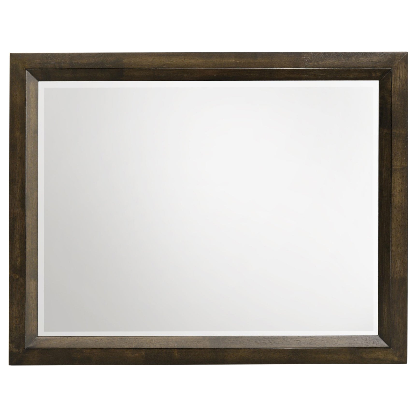 Close-up of beveled mirror edge on Atlas dresser mirror
