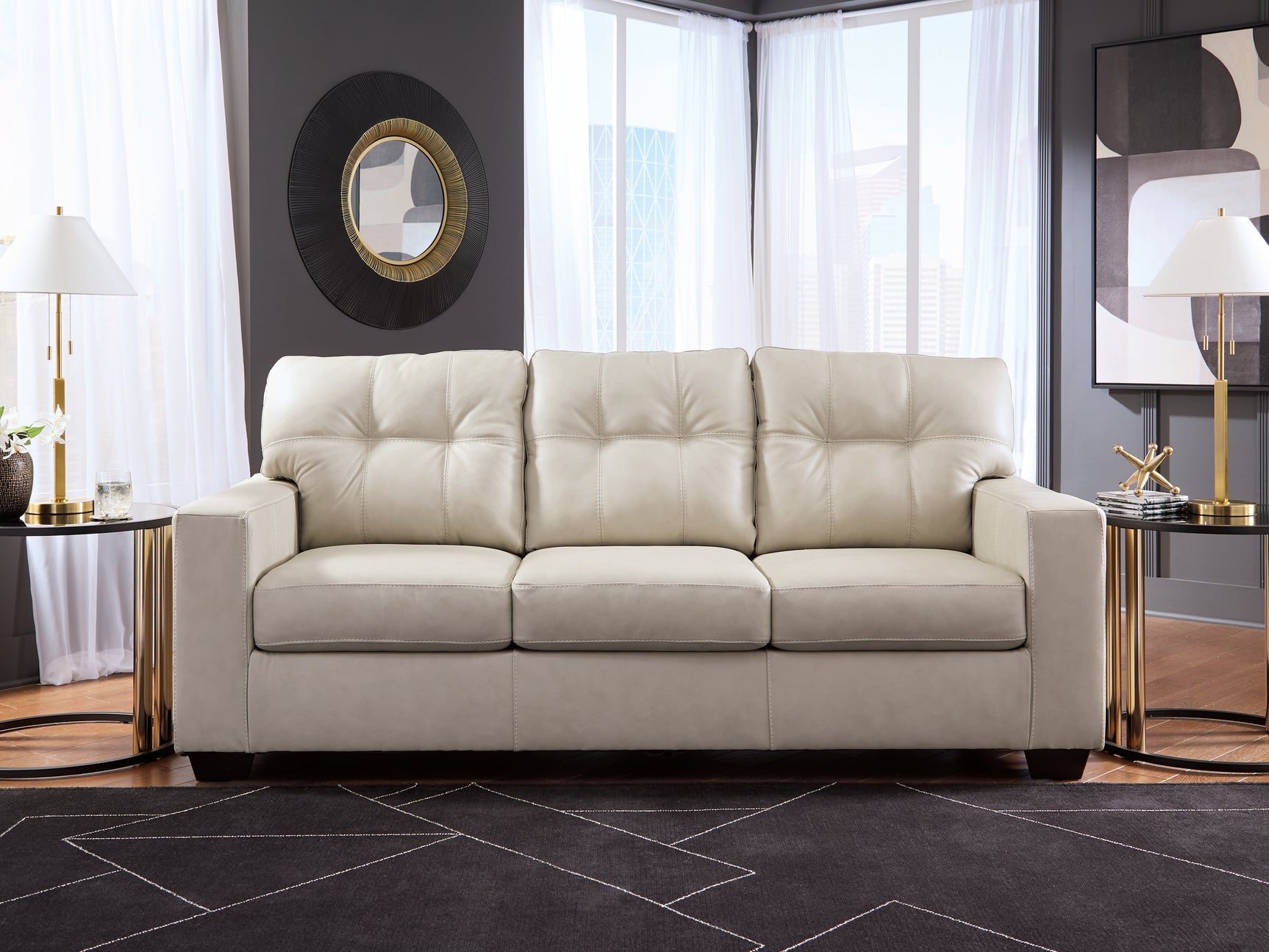 Santorine Bone Leather Queen Sofa Sleeper