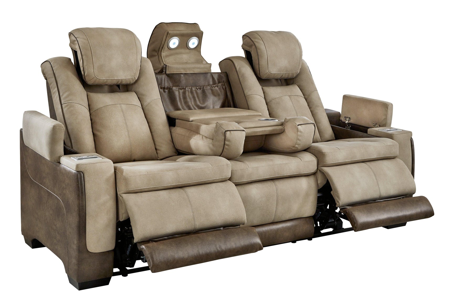 Next-Gen Durapella Sand Faux Leather Power Reclining Sofa side view