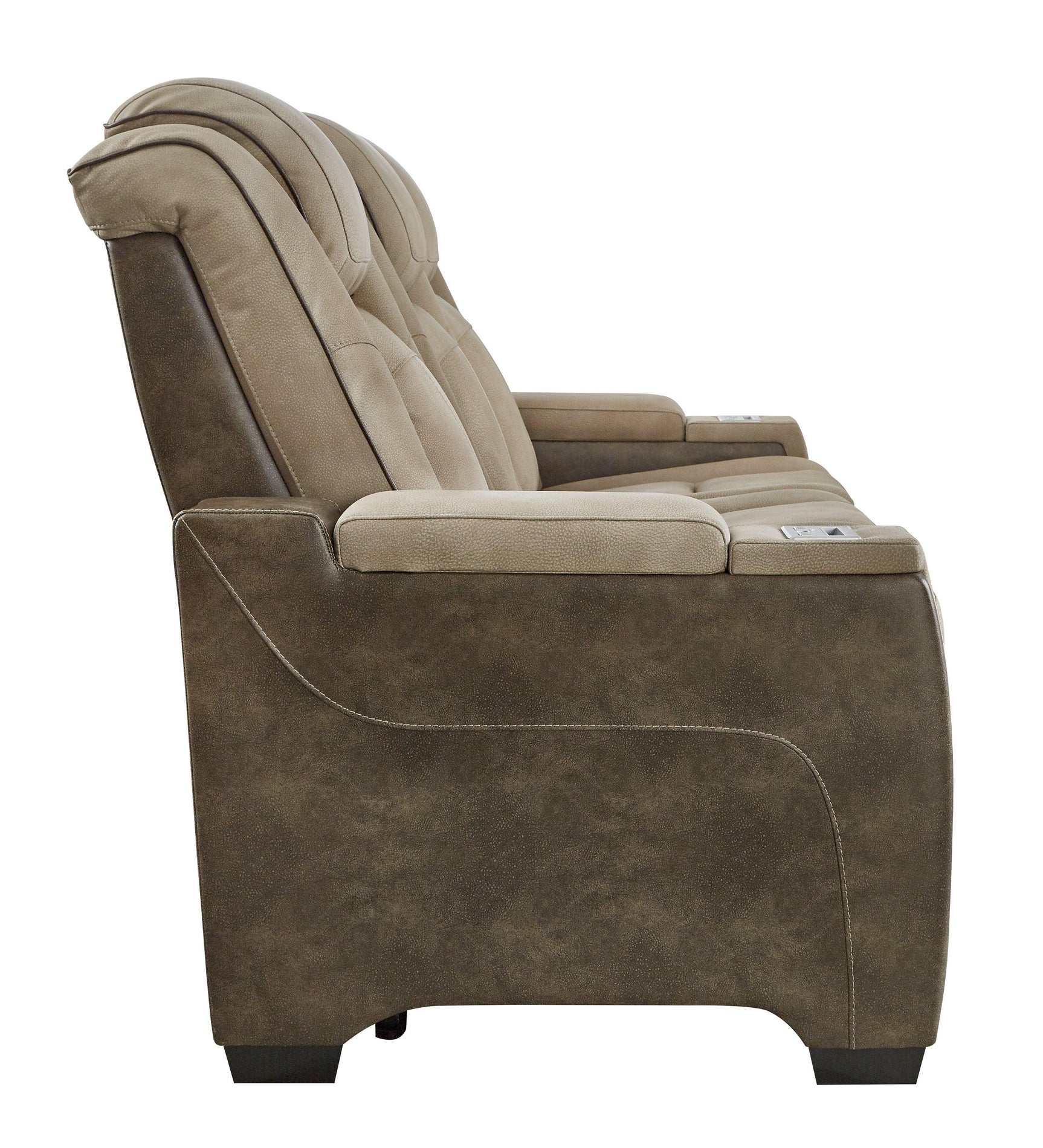 Next-Gen Durapella Sand Faux Leather Power Reclining Sofa side reclining