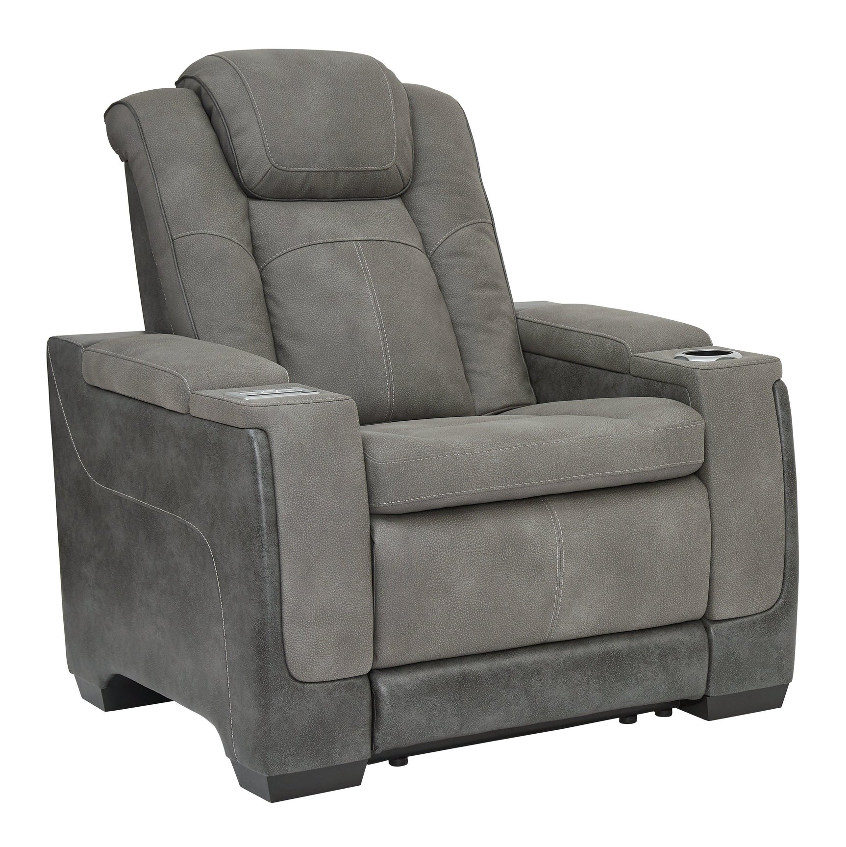 side view of Next-Gen Durapella Slate Faux Leather Power Recliner chair