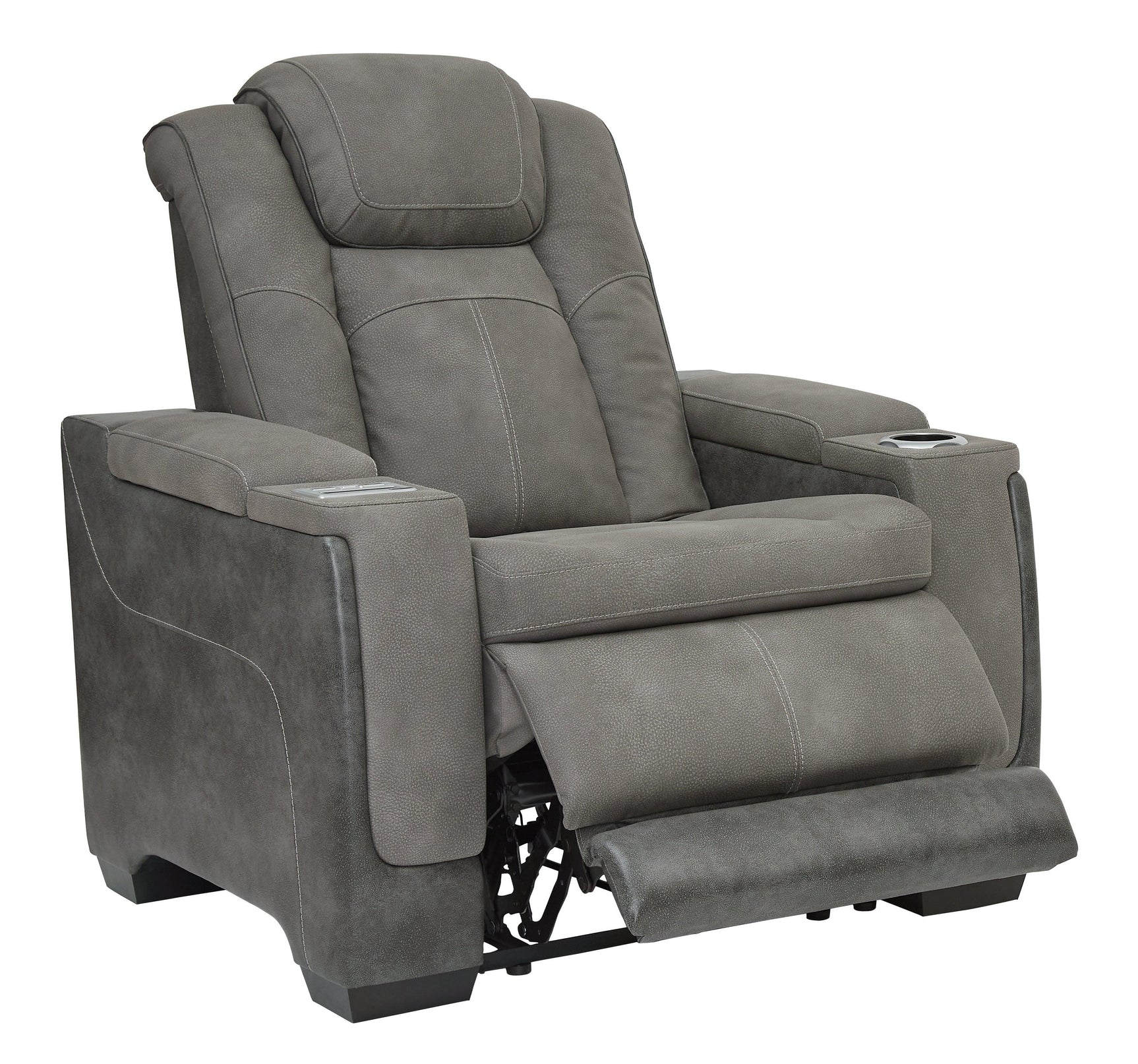 extended reclining view of Next-Gen Durapella Slate Faux Leather Power Recliner