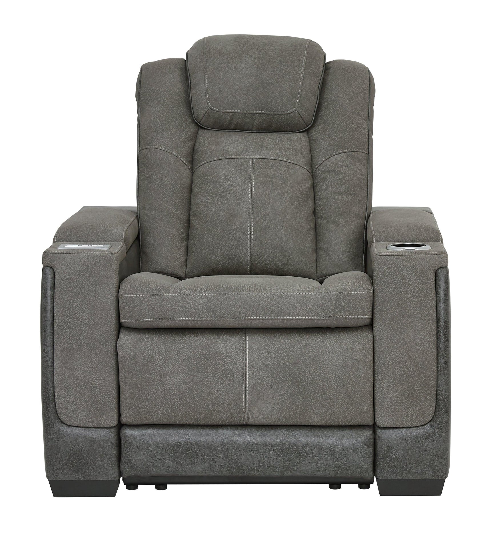 front head-on view of Next-Gen Durapella Slate Faux Leather Power Recliner