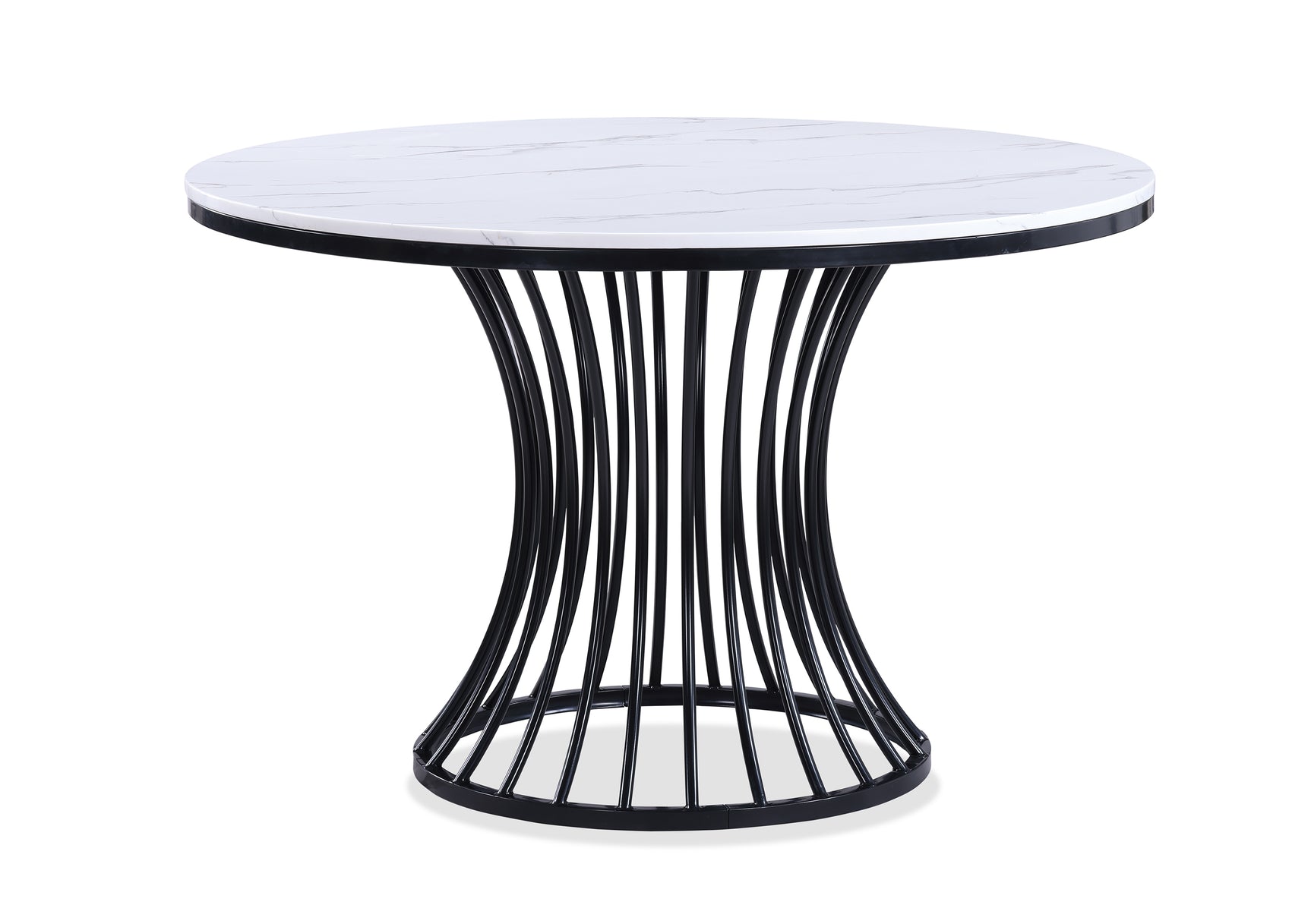 Room view of Hadley Light Gray Round Dining Table with 4 side chairs