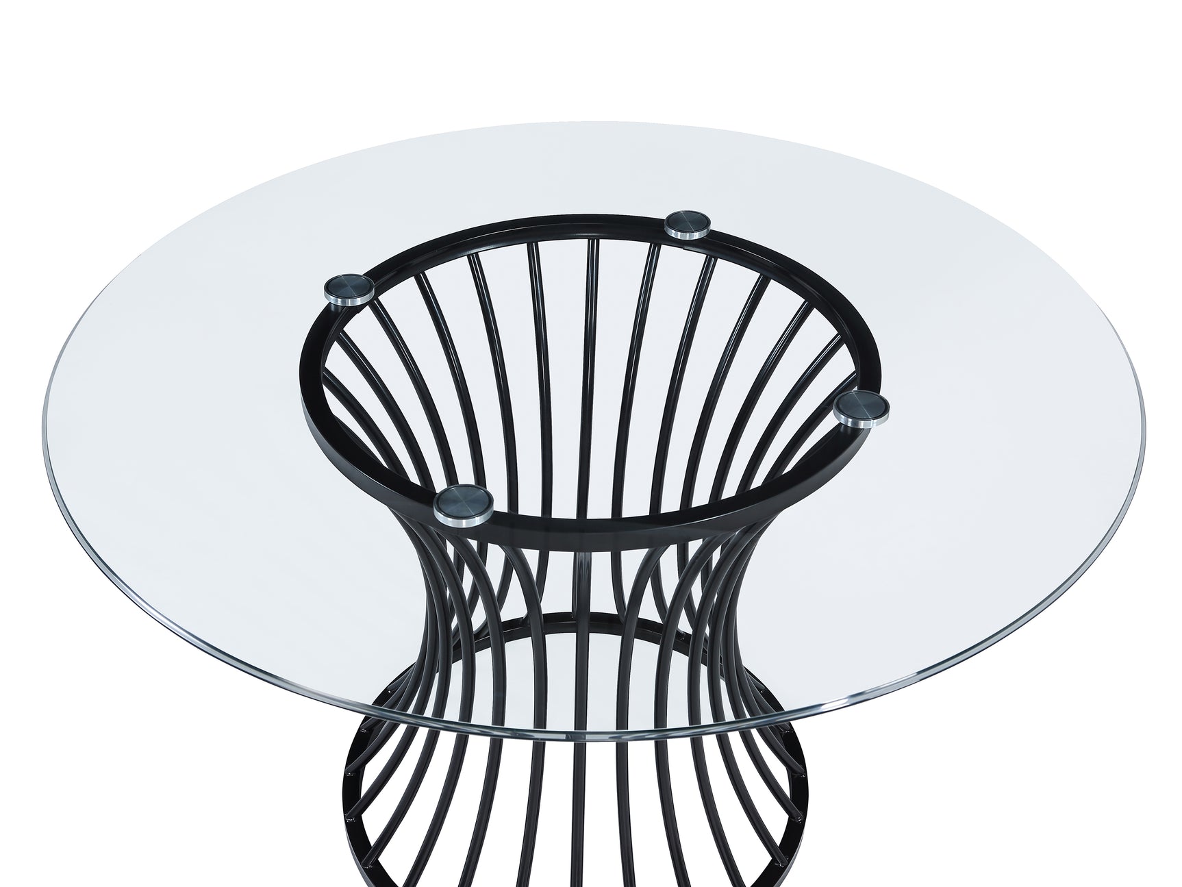 Detail of light gray glass tabletop on Tracy dining set