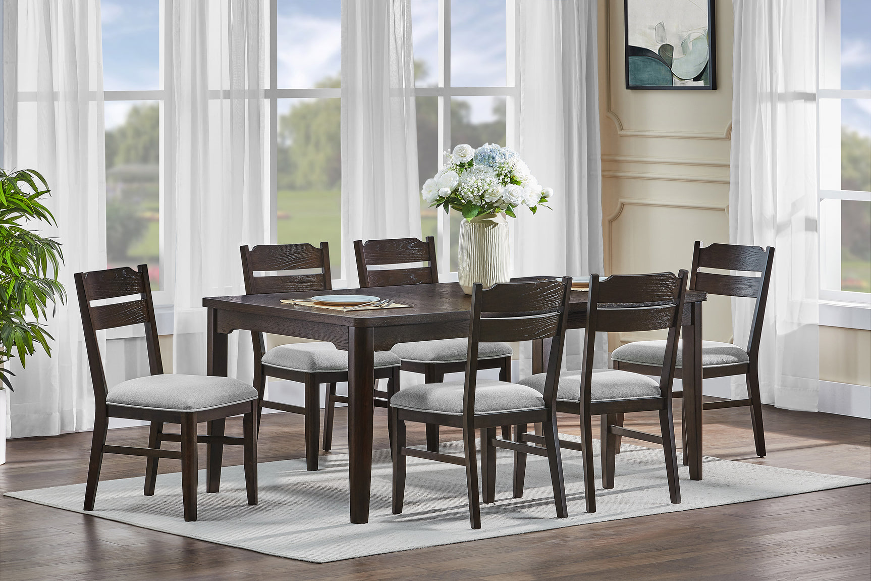 Close-up detail of Higgins Dark Cherry Dining Room Set craftsmanship