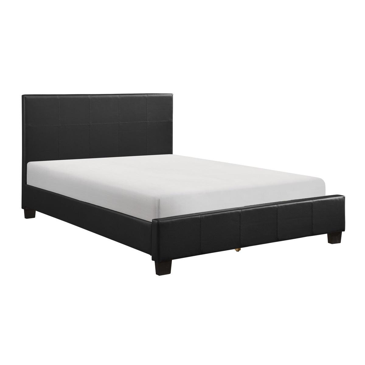 Lorenzi Black Faux Leather Full Upholstered Platform Bed side view