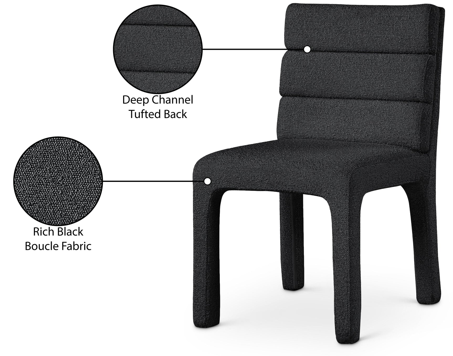 Kai Black Boucle Fabric Dining Chair - Ella Furniture