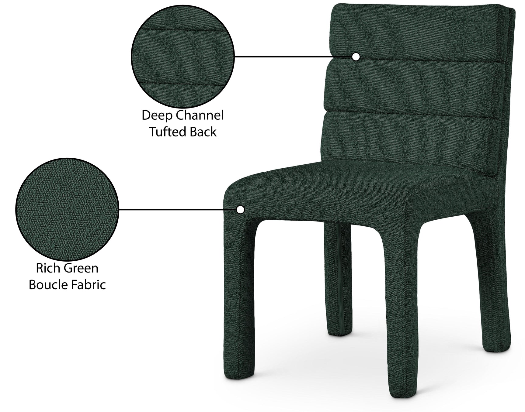 Kai Green Boucle Fabric Dining Chair - Ella Furniture
