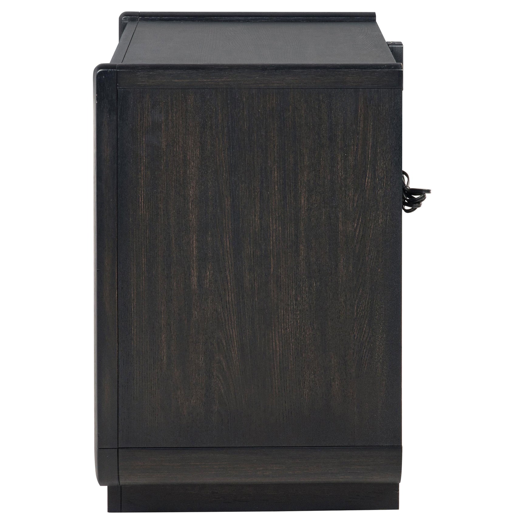 LED strip lighting under top drawer glowing warmly