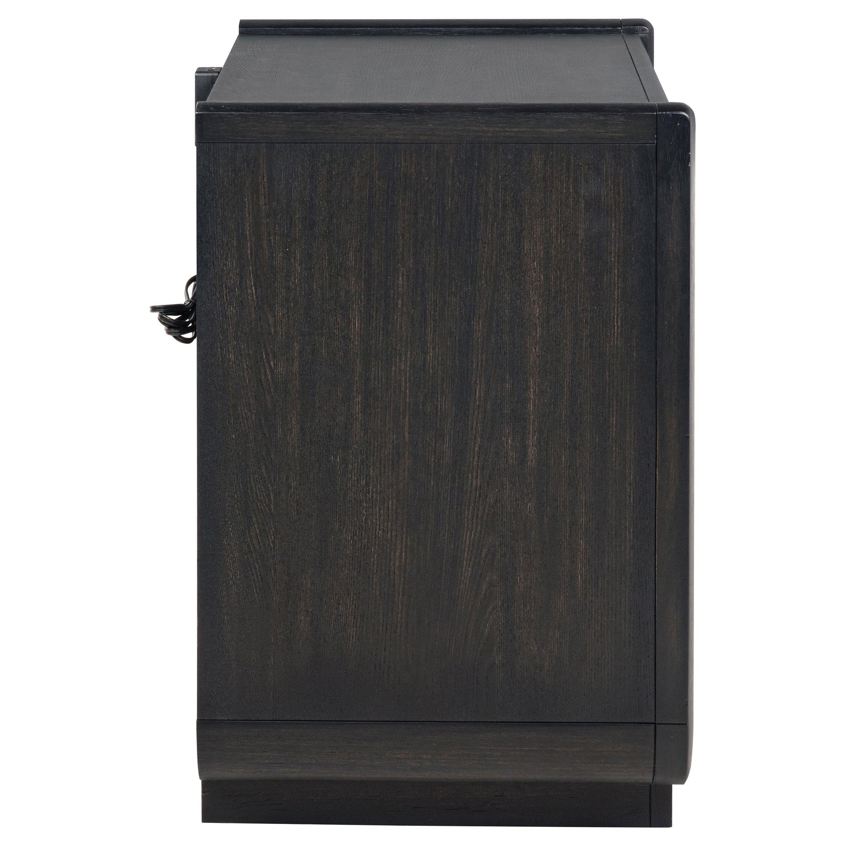Top surface of nightstand with smooth finish and slight curve