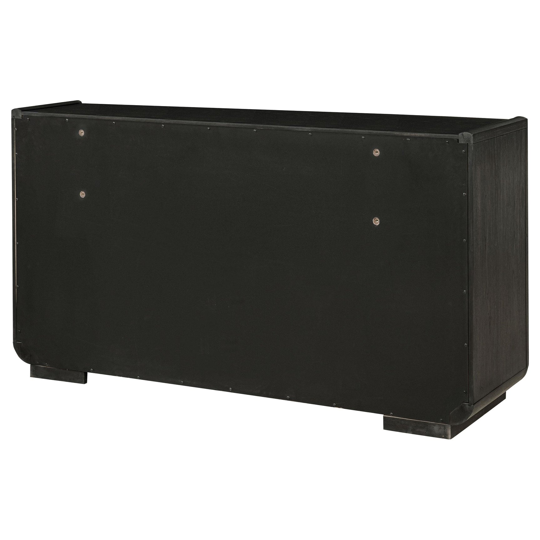 Back view of dresser showing dust panel base