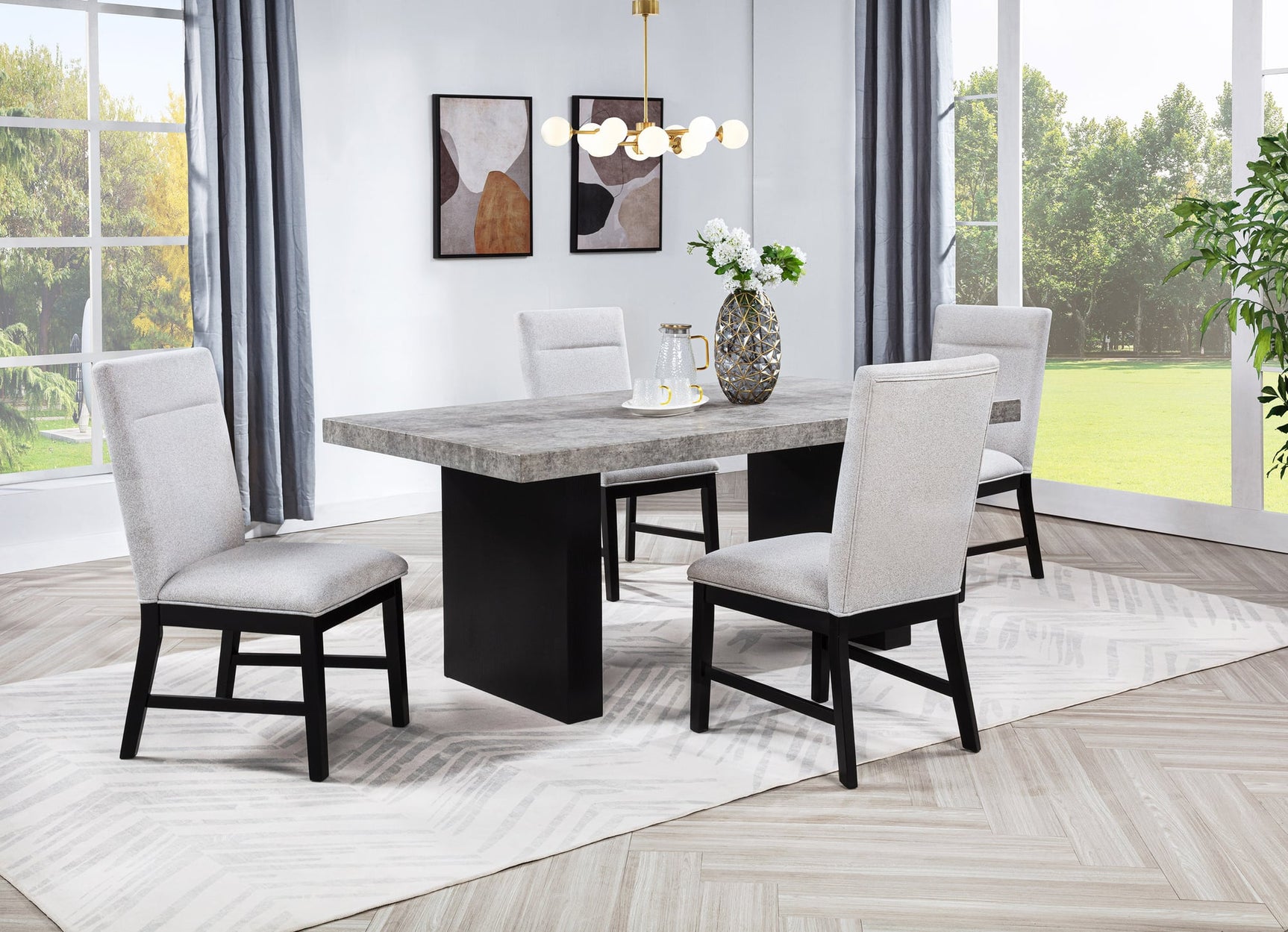 Sebastian Black Gray Dining Room Set view 2