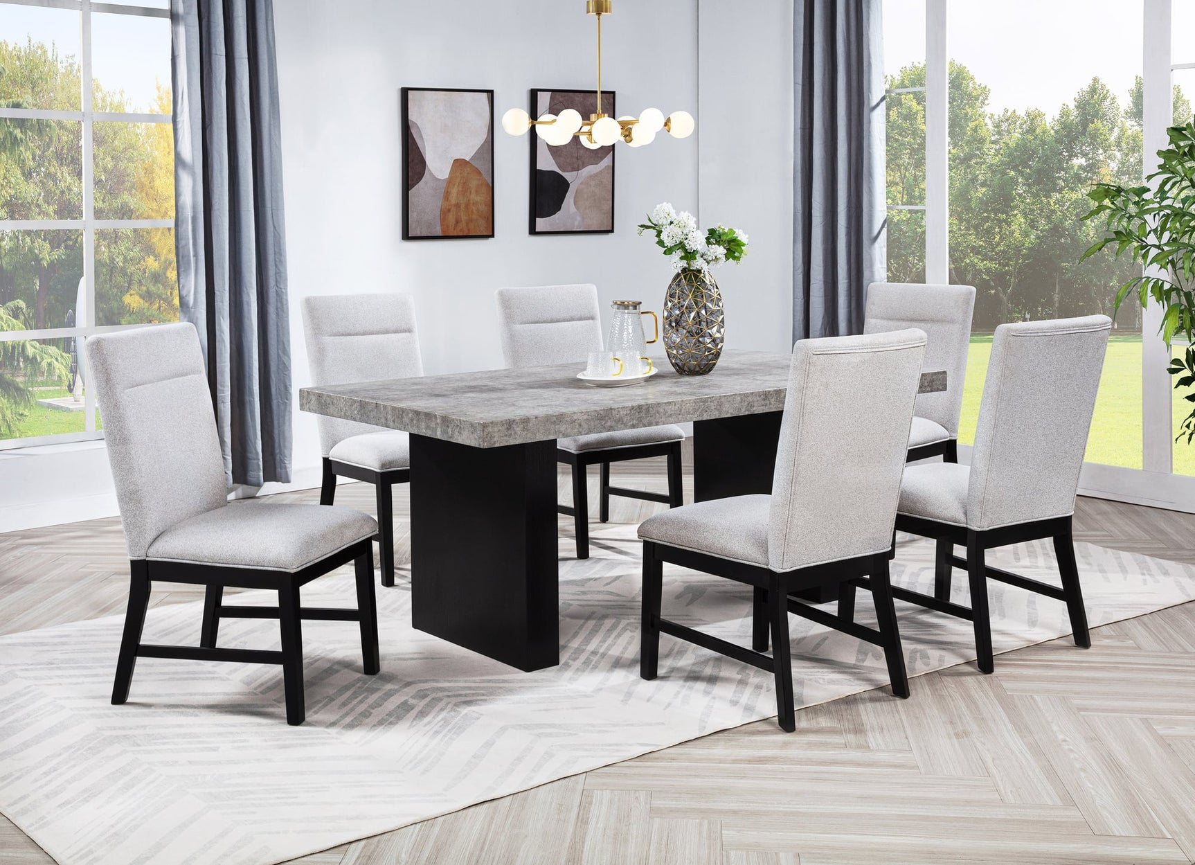 Sebastian Black Gray Dining Room Set view 3