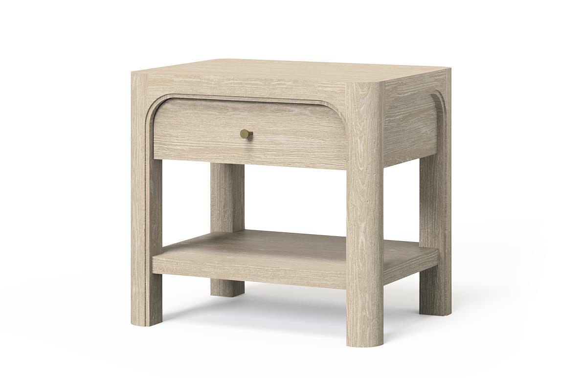 Solano 1-drawer nightstand in weathered mango finish, front view